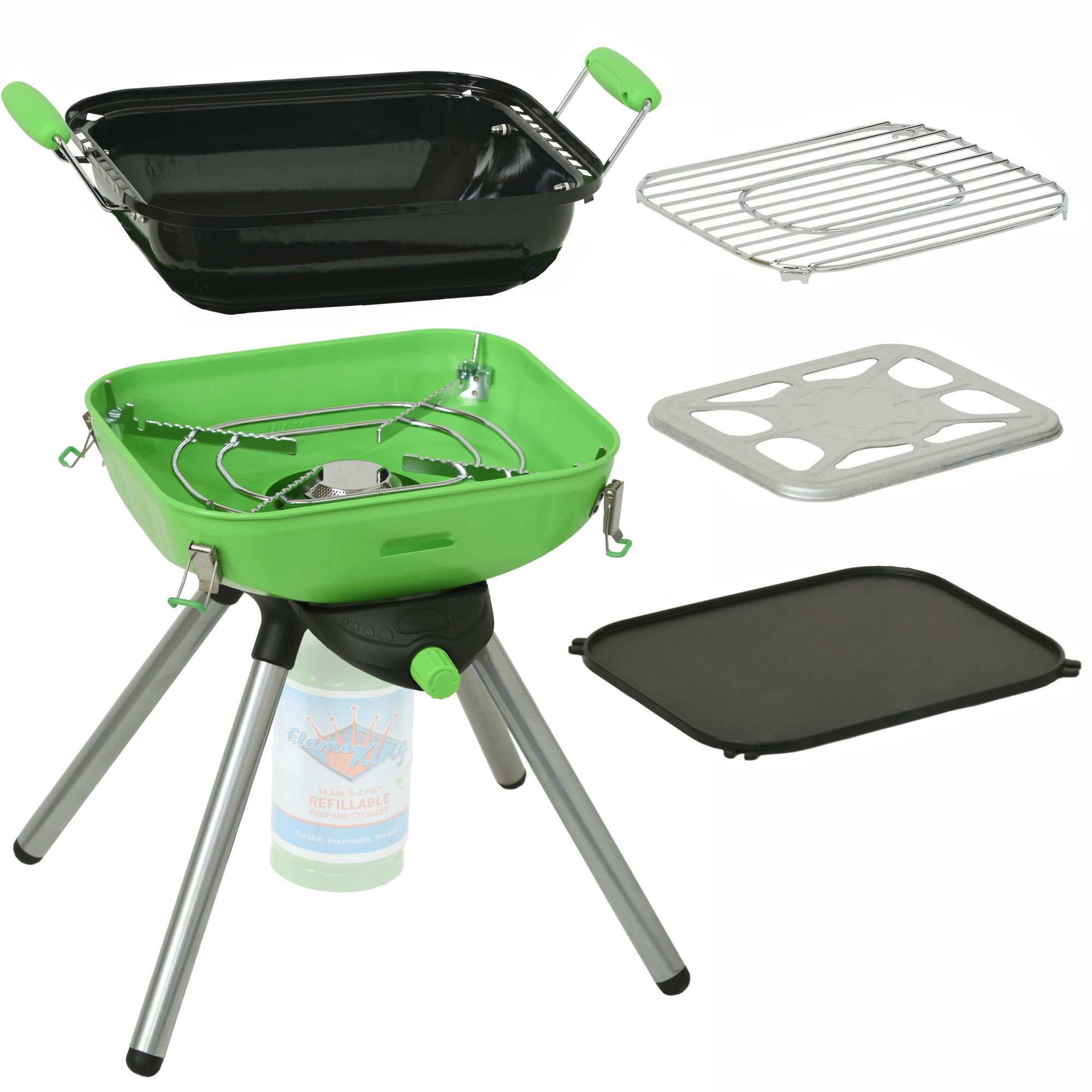 Flame King, Multi-Function Portable Propane Grill Camp Stove, Fuel Type Propane, Model# YSNVT-301
